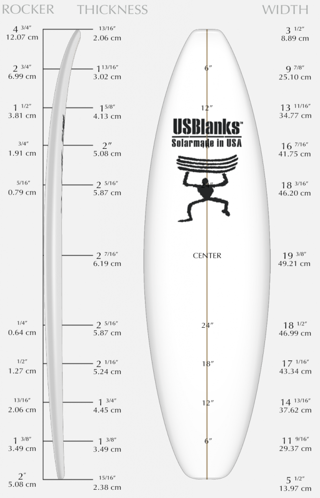 US Blanks 5'9"P w/Black Stringer