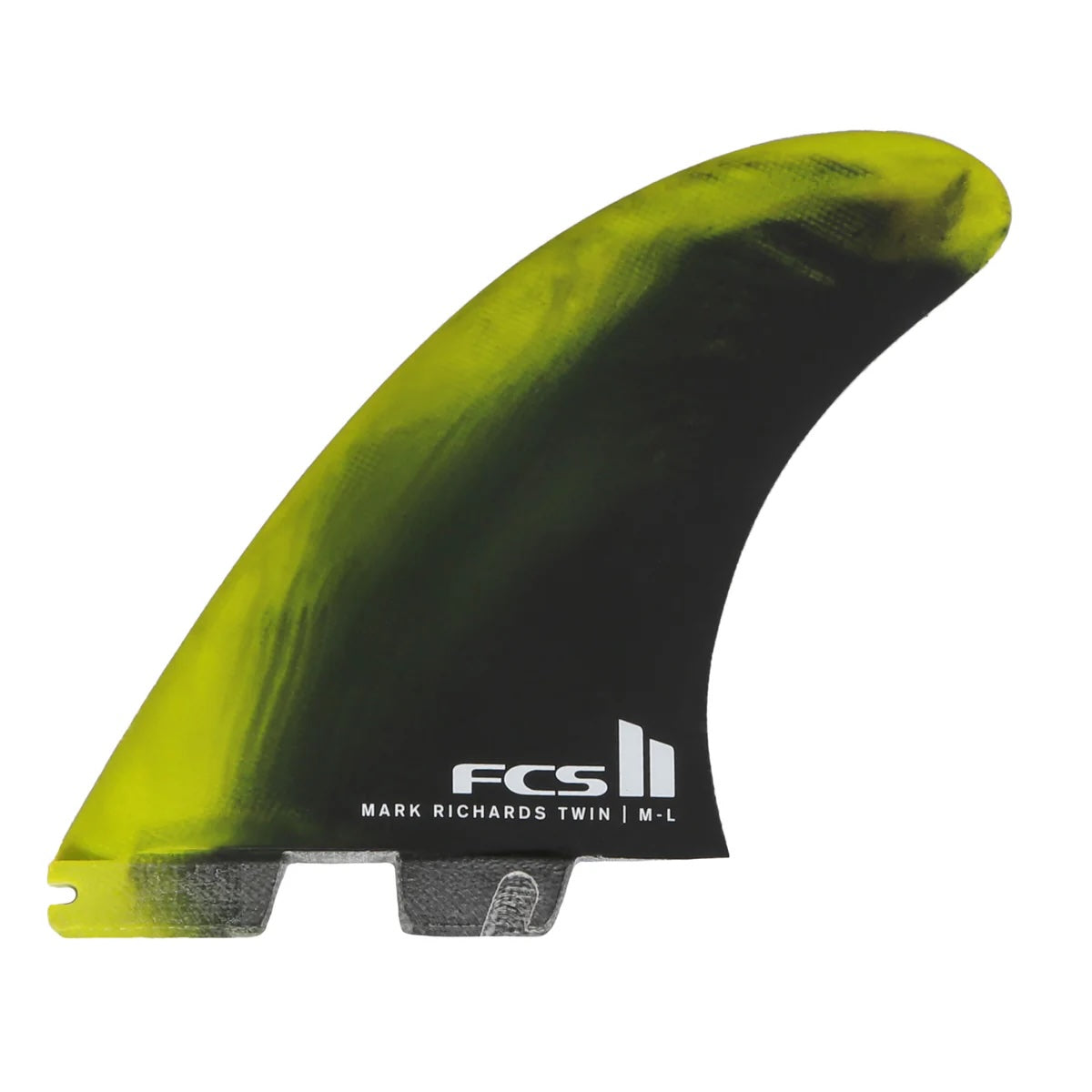 FCS II Mark Richards Twin + Stabiliser Fin Set - Cyber Lime /Black