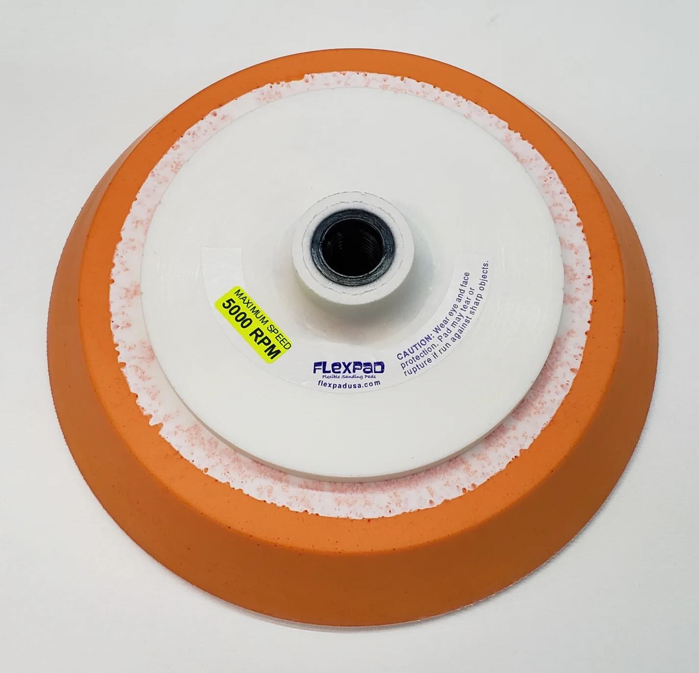 8" Orange Hard Sanding Pad- 5/8 Hub Cloth Face- Flex Pad